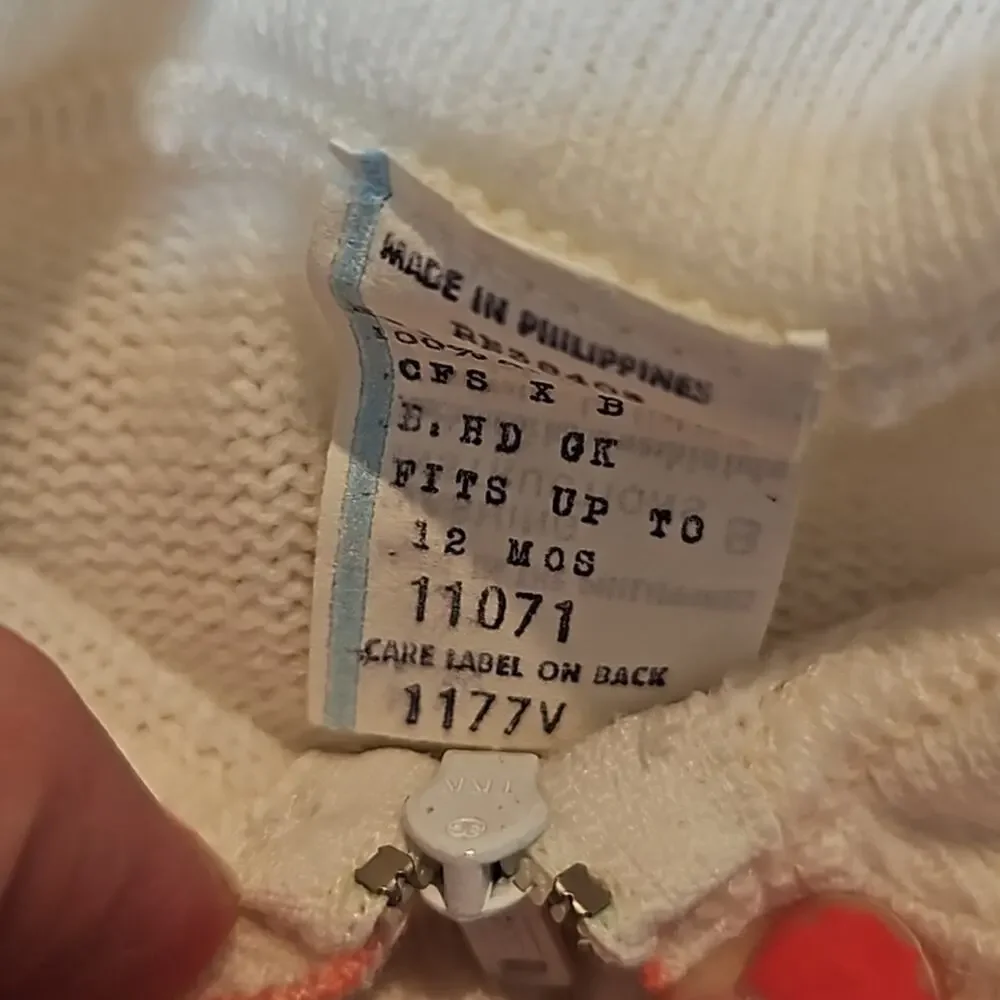 Vintage 70's Baby Girl Pink and White Sweater knit Jumpsuit One-piece